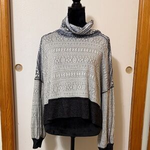We The Free Navy and Gray Patterned Sweater